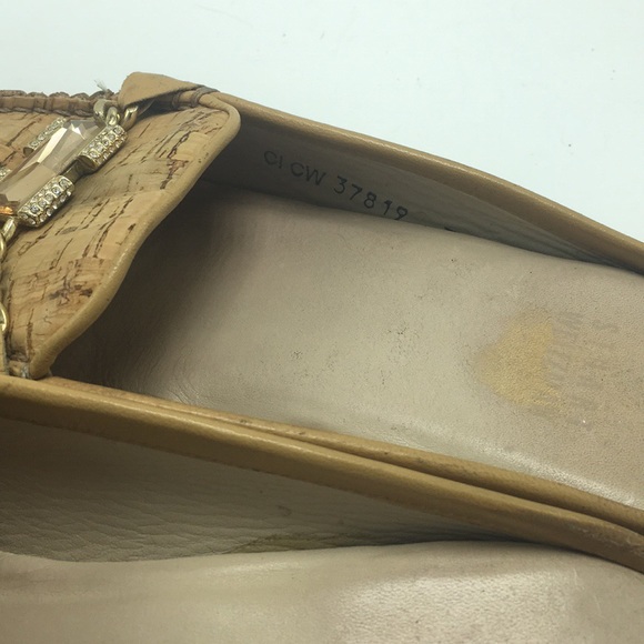 Stuart Weitzman Tan Cork Embellished Mules, Size 7 - Picture 6 of 6